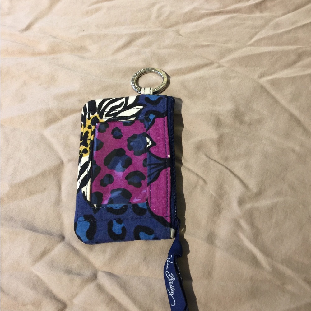 Vera Bradley zip ID with key ring and ID window